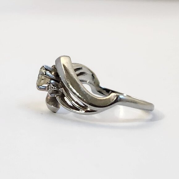 White Gold 18K Solid Natural 3 Diamond .45cts Ring Sz 5 4.28g VTG - Picture 9 of 14